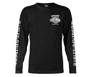 Harley-Davidson Men's Skull Lightning Crest Graphic Long Sleeve Shirt, Black