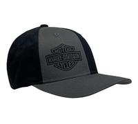 Harley-Davidson Men's Striped Down Adjustable Snapback Baseball Cap - Gray/Black, Gray, One size