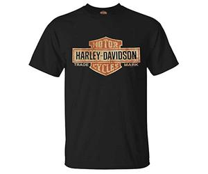 HARLEY-DAVIDSON Men's T-Shirt 30296553, Distressed Long Bar & Shield, Black, 4X Large