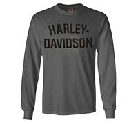 Harley-Davidson Men's T-Shirt Heritage H-D Long Sleeve Charcoal Tee 30296639 - Black -