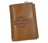 Harley-Davidson Men's Traditional B&S Tri-Fold Genuine Leather Wallet - Natural