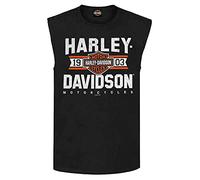 Harley-Davidson Men's Varsity B&S Sleeveless Cotton Muscle Shirt, Black, Black, Large