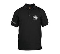 Harley-Davidson Military, Exclusive H-D Licensed Classic Men's 3-Button Polo, Overseas Tour, Willie G, Black, XL