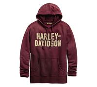 Harley-Davidson Official Men's Felt Lettering Slim Fit Pullover Hoodie, Red