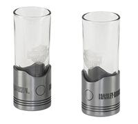 Harley-Davidson Piston Shot Glass Set, Two Hand Blown 2 oz. Glasses HDL-18770