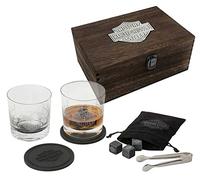 Harley-Davidson Premium Whisky Glass Gift Set Bar & Shield Crystal Glasses Stone Ice Cube Coaster as a Gift