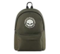 Harley-Davidson Rugged Willie G Skull Graphic Durable Backpack, Army Green
