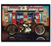 Harley Davidson Willy's Garage Vintage Motorcycle Route 66 Wall Decor Art Print Poster (16x20)