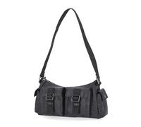 Harley-Davidson Women’s Nylon Shoulder Bag Purse - Zipper Closure with Multi Pocket Handbag - Black (Hobo)