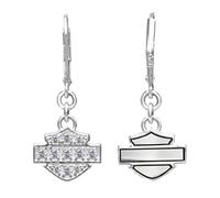 Harley-Davidson Women's Earrings, Bling Bar & Shield Dangles, Silver HDE0183
