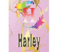 Harley: Personalized Name Sketchbook.Monogram Initial Letter H Journal. Harley Cute Sketchbook on Pink Marble Cover , Blank Paper 8.5 x 11 ,Great For ... Sketching, Crayon Coloring and colored pencil