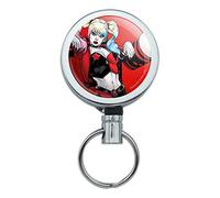 Harley Quinn Character Heavy Duty Metal Retractable Reel ID Badge Key Card Tag Holder with Belt Clip