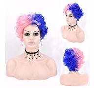 Harley Quinn Wig Mixed Color Synthetic Hair Peruca Men High Temperature Fiber Cosplay Party Wigs