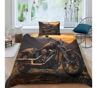 Harley Rider Duvet Cover Set 3D Printed Vintage Motorbikes Quilt Cover Soft Microfiber Bedding Sets 3 Pieces with Pillwocase Hidden Zipper Comforter Cover，for Kids Adult Teens Single（135x200cm）