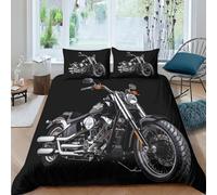 Harley Rider Duvet Cover Set 3D Printed Vintage Motorbikes Quilt Cover Soft Microfiber Bedding Sets 3 Pieces with Pillwocase Hidden Zipper Comforter Cover，for Kids Adult Teens Double（200x200cm）