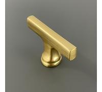 Harley & Wager Aintree Smooth Bar Handle - Modern Cabinet & Drawer Handle - Kitchen Cupboard Door Pull - Furniture Hardware - Available in 3 Finishes (T-Knob Handle - Brass)