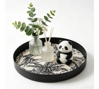 HARLIANGXY Decorative Round Tray Ø 25CM, Valet Tray with Leather-padded, Cosmetic Tray for the Bedroom, Living Room, Bathroom