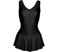 harlogistics Basic Leotard for Girls - Shiny Nylon Sleeveless Leotards for Ballet - Dance Class Essential - Dancing Unitards Bodysuit - Shows, Dance Class and Gymnastics (Black, 13-14 Years)
