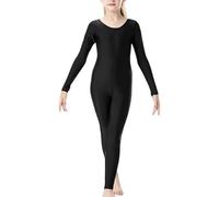 harlogistics Girl Full Sleeve Footless Catsuit-Scoop Neckline Dance Unitard for Ballet, Gymnastics, Acrobatics -Stylish,Comfortble Activewear for Young Athletes(Black,11-12YRS)
