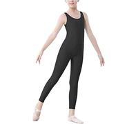 harlogistics Girls Kids Footless Sleeveless Catsuit - Stretchy Dance and Gymnastics Unitard - Comfortable and Flexible Performable Activewear for Young Athletes(Black,5-6YRS)
