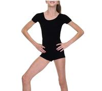 harlogistics Short Sleeve Unisex Kids Unitard Leotard|Perfect for Dance,Gymnastics,& Ballet |Comfortable & Flexible Outfit for ble Activewear for Young AthletesBlack,9-10YRS