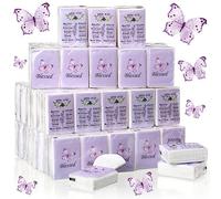 Harloon 100 Pack Christian Facial Tissues Purple Butterfly Pocket Wallet Size Travel Tissues Individual 3 Ply for Wedding Travelling Graduation, 7 Sheets Per Pack