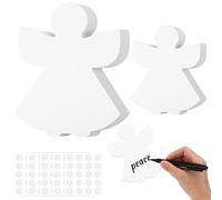 Harloon 100 Pcs Angle Paper Cutout 5.5" 3.5" Christmas Angel Accent Cut Outs Classroom Bulletin Board Decoration Xmas Craft Cutout with 100 Pcs Glue Point for School(White)