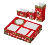 Harloon 100 Pcs Christmas Movie Night Snack Trays Christmas Party Supplies Include 20 Movie Night Trays, 20 Popcorn Boxes, 20 Salad Bowls, 20 Nacho Bowls, 20 Invitations for Xmas Birthday Party Favors