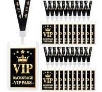 Harloon 20 Set VIP Badge Lanyards with Plastic VIP Pass Cards - Breakaway Lanyards for Music, Award, Movie Night, Birthday Party, Concert & Event