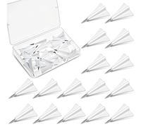 Harloon 24 Pcs White Airplane Decorative Push Pins Paper Airplane Pushpins for Map Cubicle Pins Creative Tacks for Cork Board Drawing Pins Message Board Thumbtack Office Supplies Nail Stud Accessories