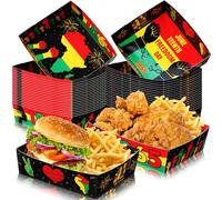Harloon 36 Pack Juneteenth Party Supplies 5 lb Black History Month Large Paper Food Trays Snack Serving Trays for June 19th Freedom Day Decoration African Afro American Festival Supplies