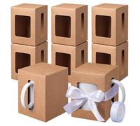 Harloon 36 Pack Mug Boxes for Gifts Transparent Packaging Box for Shipping 11oz Blanks Sublimation Ceramic Coffee Mugs Wine Glass Wrapping Holder Candle Gift(Brown)