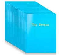 Harloon 40 Pcs Blue Tax Return Folders 12 x 9 Inches 2 Pocket Plastic Folders Bulk for Tax Preparers Gold Foil Stamped Heavyweight, Holds 8 x 11 Inches Letter Size Paper