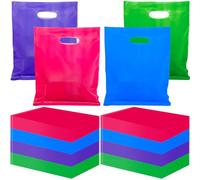 Harloon 400 Pcs Merchandise Bags Bulk 12 x 15 Inch Glossy Plastic Bags with Die Cut Handle for Shopping Small Business Gift Goody Retail Trade Show and More (Purple, Pink, Blue, Green)