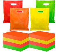 Harloon 400 Pcs Merchandise Bags Bulk 12 x 15 Inch Glossy Plastic Bags with Die Cut Handle for Shopping Small Business Gift Goody Retail Trade Show and More(Red, Orange, Yellow, Green)