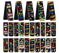 Harloon 48 Pcs Christian Bookmarks Bible Verses Magnetic Bookmarks Religious Inspirational Book Clips Bible Scripture Magnets Christian Gifts for Sunday School Vbs Classroom Reward(Vibrant)