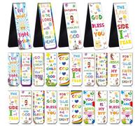 Harloon 48 Pcs Christian Bookmarks for Kids Bible Verses Magnetic Bookmarks Religious Inspirational Book Clips Bible Scripture Magnets Christian Gifts for Sunday School Vbs Classroom Reward(Bright)