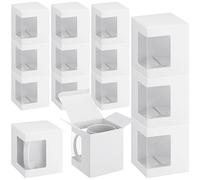Harloon 72 Pcs Mug Boxes for Gift Coffee Mug Gift Box Transparent Packaging Box Gift for Blanks Sublimation 11oz, 12oz, 15oz Ceramic Blank Coffee Mugs Cups Gift Wrapping(White)
