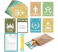 Harloon Christian 5 Second Set Jesus Cards Against Easter Party Decor Included 100 Question Cards 5 Second Hourglass and Beige Drawstring Bag for Christian Group Game Sleepover Party Supplies