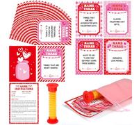 Harloon Valentine's 5 Second Game Set Cards Against Valentine Included 100 Pcs Red Pink Question Cards 5 Second Hourglass and Liquor Pink Drawstring Bag for Family Night Games Party Supplies