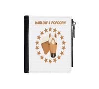 (Harlow And Popcorn Merch Popcorn The Pony_717) Men's Women PU Leather Wallets Compact Bifold with Zipper & Multiple Card Coins Slots Black Stylish Durable Graphic Design Print for Girl Boys