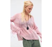 Harlow Fine Gauge Linen Pullover at Free People in Mauve Zephyr, Size: Large - female