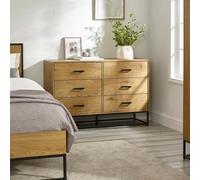 Harlow Light Oak Effect Chest of Drawers - 6 Drawer - Wide