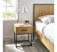 Harlow Light Oak Effect Square Bedside Table - 1 Drawer