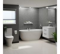 Harlow Vanity and 1650mm Double Ended Freestanding Bathroom Suite | Gloss White | 600mm