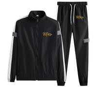 HARLSO Men’s Jackets and Pants Set for Doctor Who Long Sleeve Zip UP Sweatshirt Fashion Lightweight Workout Outerwear for Men,Black-XXL