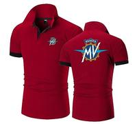 HARLSO Men's Polo T-Shirts for MV Agusta Summer Breathable Short Sleeve Quick Dry Golf Polo Shirt Outdoor Lightweight Tennis Polo Shirt with Button,Red-5XL