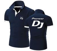 HARLSO Men's Short Sleeve Polo T-Shirts for Pioneer DJ Quick Dry Athletic Tees Casual Work Golf Tennis Tops Workout Polo Shirts Sports Gym Top,Blue-3XL