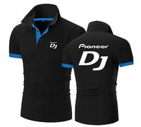 HARLSO Men's Short Sleeve Polo T-Shirts for Pioneer DJ Quick Dry Athletic Tees Casual Work Golf Tennis Tops Workout Polo Shirts Sports Gym Top,Black-XL