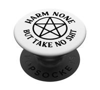 Harm None But Take No Shit Cheeky Witch Wiccan Pentacle PopSockets Adhesive PopGrip